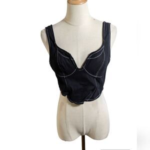Lone Star Black Crop Bra Top NWT